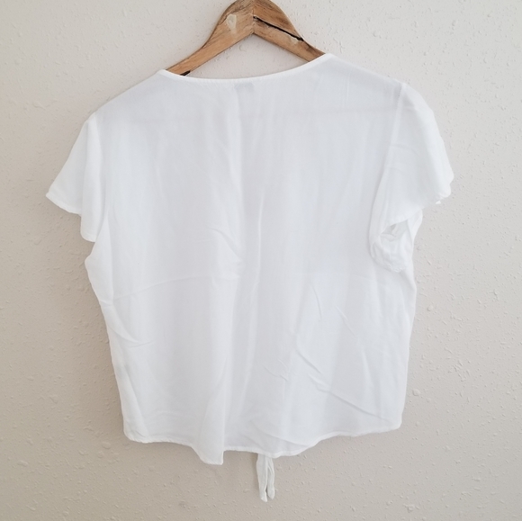 Sim & Sam White Button Down V Neck Top Blouse - Picture 4 of 4